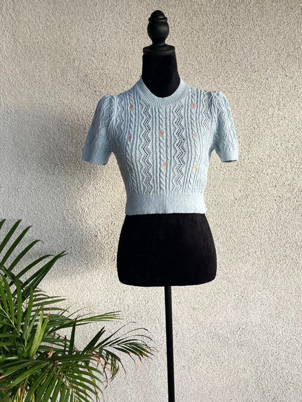Blue Crochet Crop Top